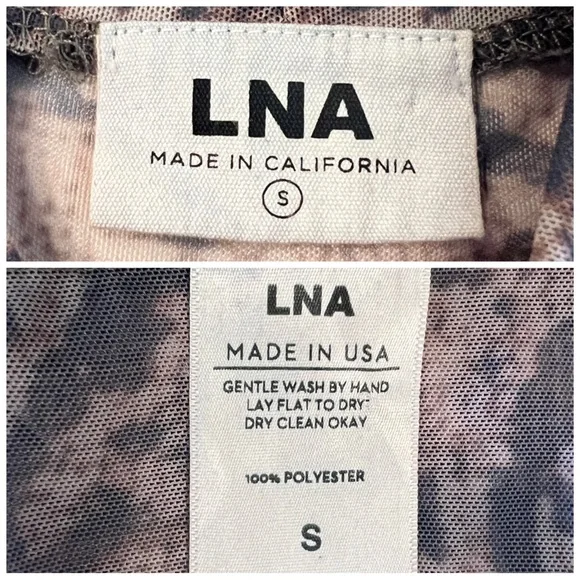 ✖️SOLD✖️•LNA• Snake Mesh High Neck Short Sleeve Cropped Semi Sheer Fitted Tee - Picture 9 of 11